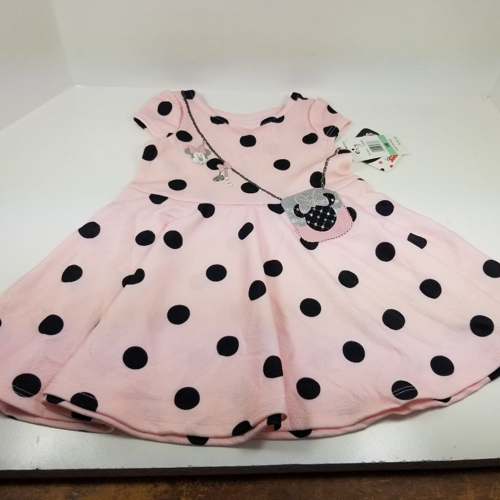 Minnie mouse faux polka dot pocket purse dress with glitter